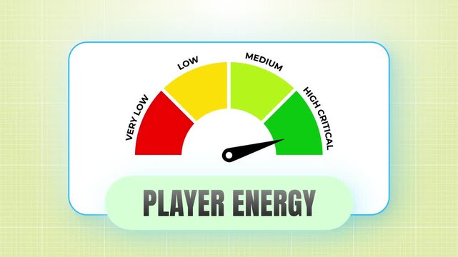 Player Energy Level Gauge Animation Featuring Futuristic Gaming Interface with Dynamic HUD Elements, 4k video