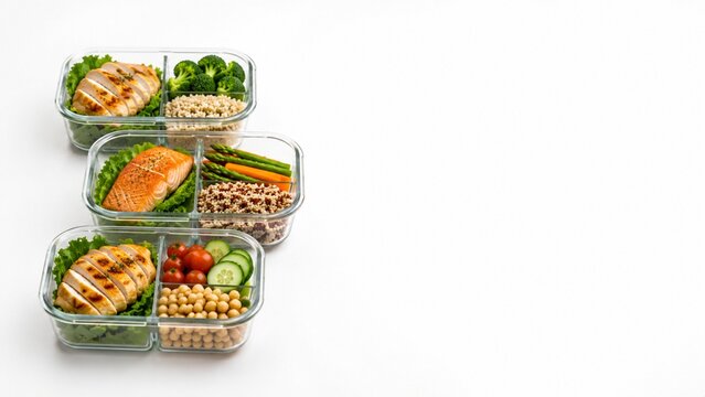 Healthy Meal Prep Containers with Balanced Nutritious Food