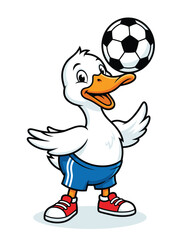 Obraz premium Smiling Duck Character in Soccer Shorts