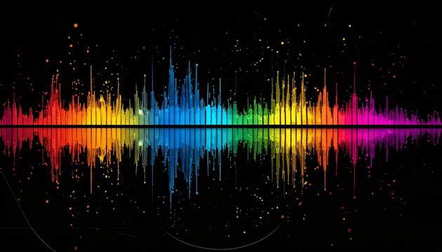 Colorful sound wave against black background