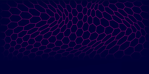 bstract wireframe landscape hexagon style. Retro futuristic vector grid. Technology net background. © Muhammad