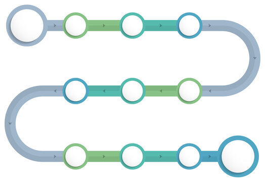 Curved timeline infographic template with nine elements