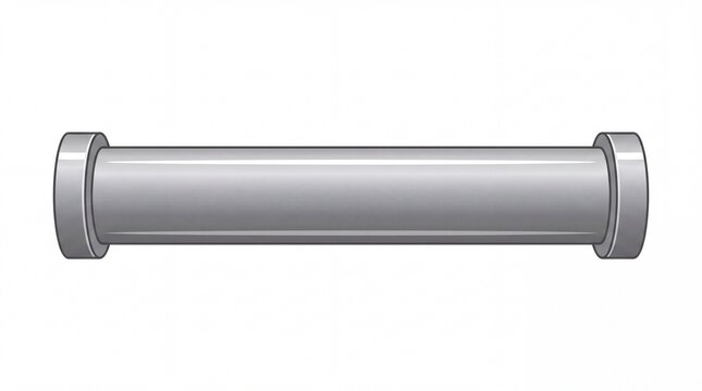 Horizontal industrial metal pipe showing smooth reflective surface texture isolated on white background