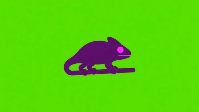Chameleon Color Change Animation - Vector Pop Up Icon for Adaptation and Reveal on Green Screen Chroma Key
