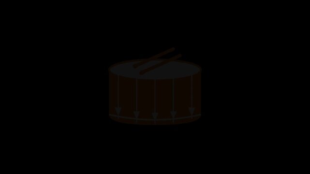 Drum and Drumsticks Animation with Sound Visualization Depicting Musical Percussion Rhythm