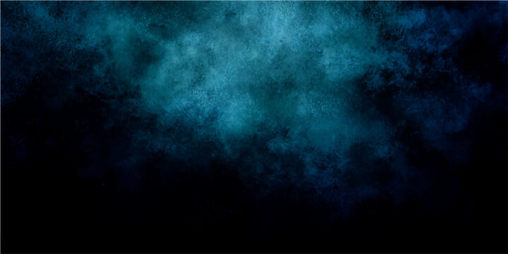 Mysterious dark blue smoke cloud background with ethereal wisps and textured surface for design and abstract purposes.