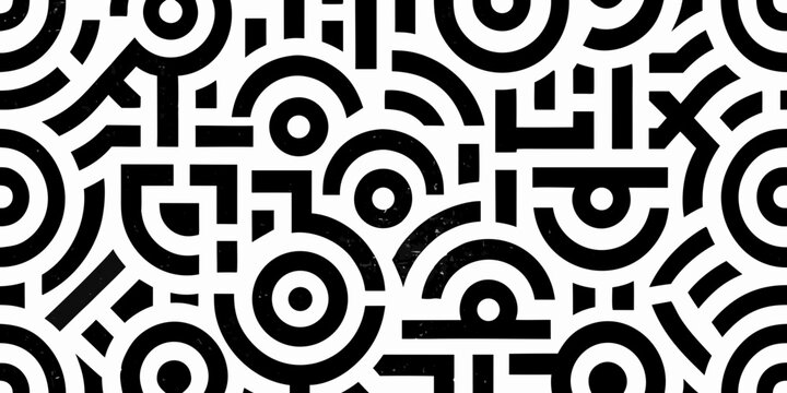 Geometric pattern with abstract shapes black and white vector illustration