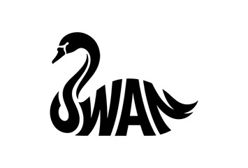 Fototapeta premium Typographic Swan Logo