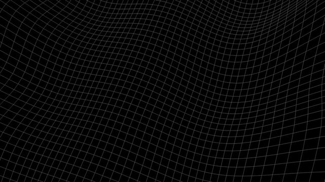 Abstract technology dots wave background loop. Dot pattern with halftone effect. black color digital animation 4k. Wavy 3D, cloth, line, Motion graphics. White grid distorted smooth. overlays design
