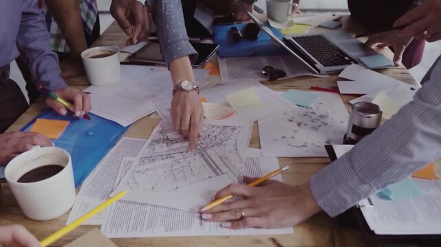 Advice, business people hands. paperwork in office for planning, strategy brainstorming workplace. Budget, teamwork at table for growth, development risk management research. Collaboration, documents