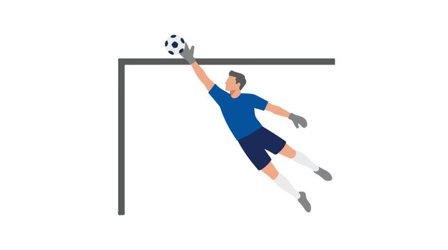 Soccer player diving to catch ball in World Cup final match