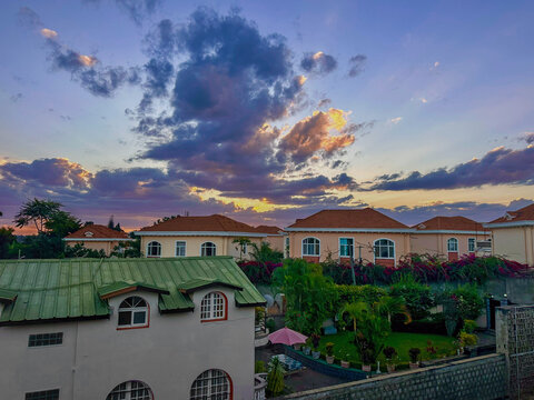 Sunset from a Room Window at the San Cristobal Hotel in Antananarivo, Madagascar