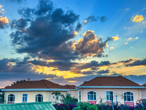 Sunset from a Room Window at the San Cristobal Hotel in Antananarivo, Madagascar
