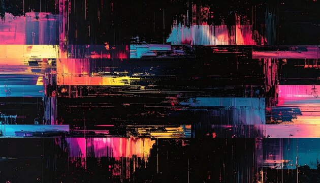 Abstract digital art with multicolored glitch effects