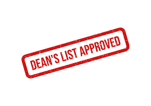 Dean's list approved stamp with red border