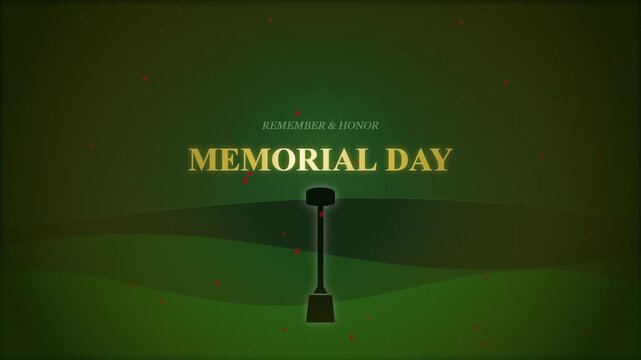 Memorial day graphic with gavel on dark green background with spotlight