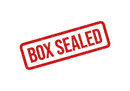 Red box sealed stamp with white text on transparent background