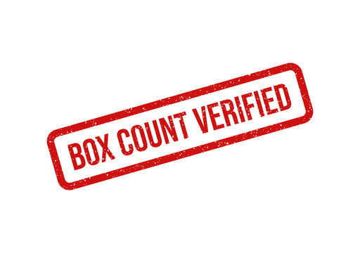Red box count verified stamp with bold text