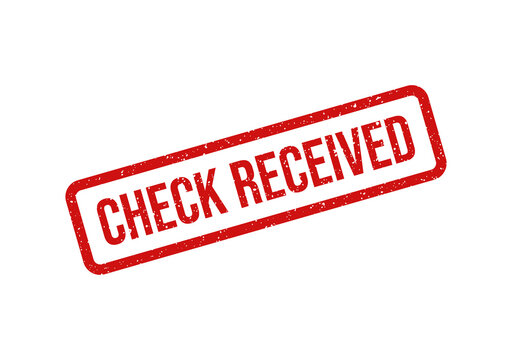Red check received stamp with bold border