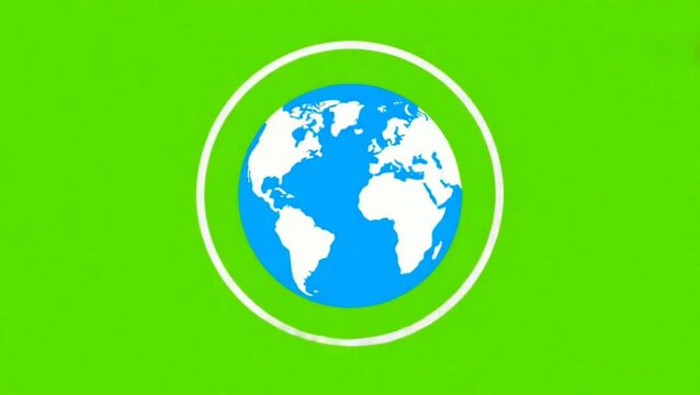 Global Travel Animation Vector Suitcase Opens Revealing Earth Globe and Airplane on Chroma Key Green Screen