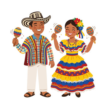 Colombian Children Dancing Vallenato with Maracas