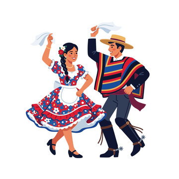 Couple Dancing Folkloric Traditional Chilean Dance Cueca Celebration Festive