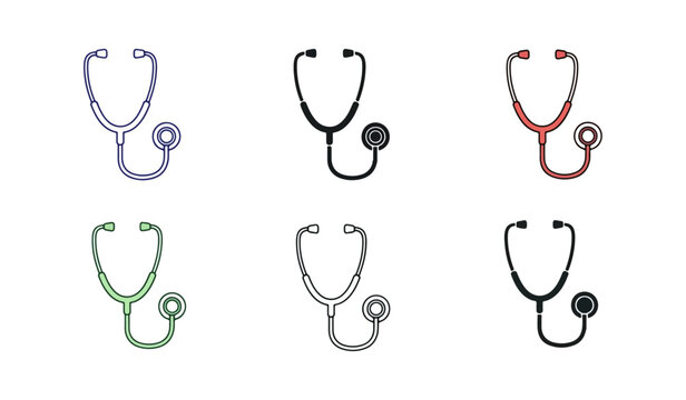 Stethoscope icons set