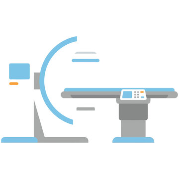 Medical diagnostic imaging c-arm machine icon with c arm x ray diagnostic