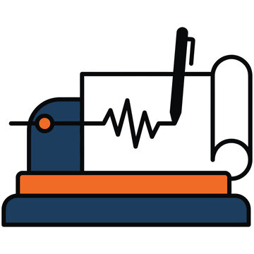 Heart rate monitoring graph ekg machine icon with hospital cardiogram clinical
