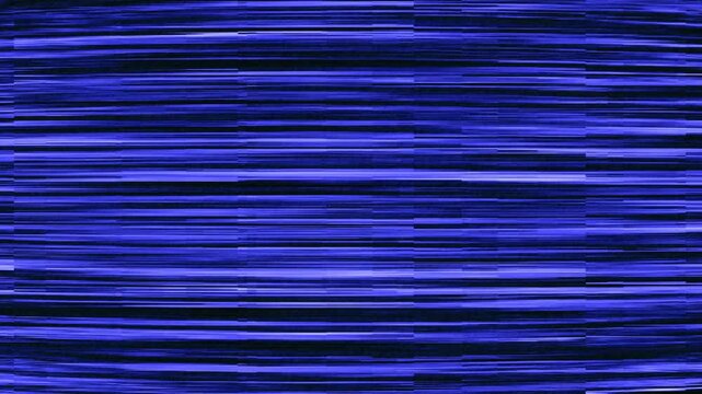 Blue horizontal glitch lines, VHS glitch no signal old TV animation