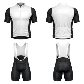 Professional Cycling Jersey & Bib Shorts Set - Black & White High-Performance Bike Apparel