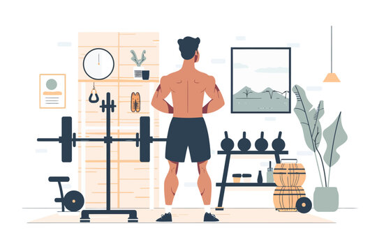 indian man exercise in gym isolated