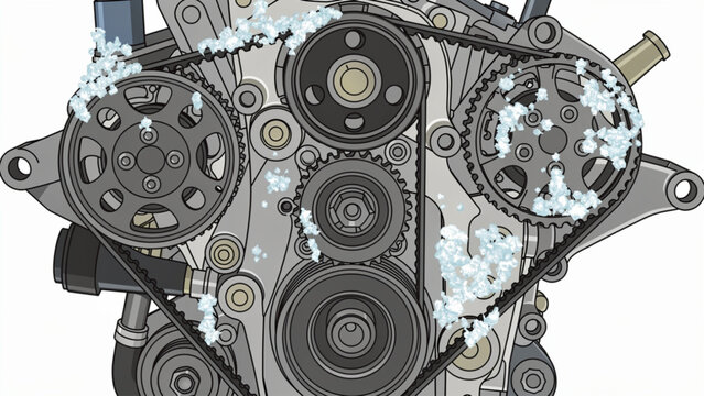 Close-up of an intricate mechanical engine with gears and metal components in silver and black