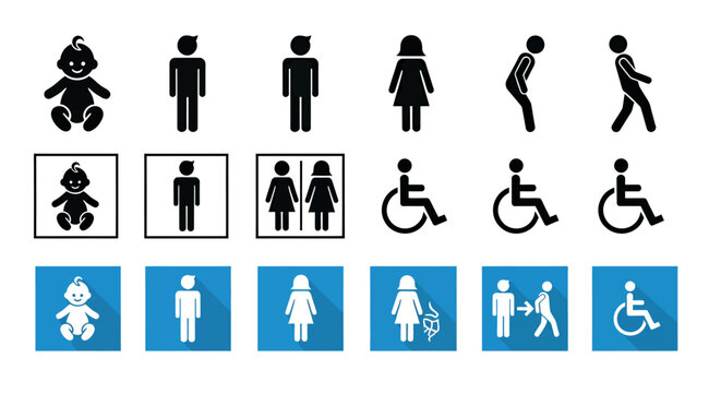 Collection of generic human figures and accessibility icons for graphic resources and design scenarios.