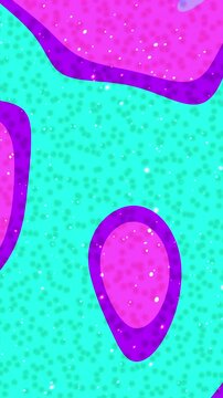 Abstract background with vibrant neon pink and purple organic shapes on a turquoise textured surface.