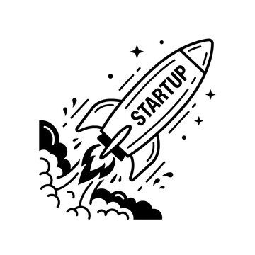Stup rocket launching black w&hellip; vector icon graphic