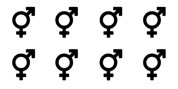 Gender Symbols Featuring Male and Female Icons in a Repeated Pattern Featuring Black and White, Graphic Design, Equality with Diversity