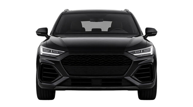 Sleek black modern SUV design isolated on transparent background