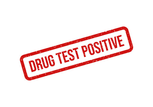 Red drug test positive stamp or label