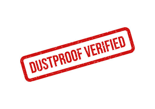 Red dustproof verified stamp on transparent background