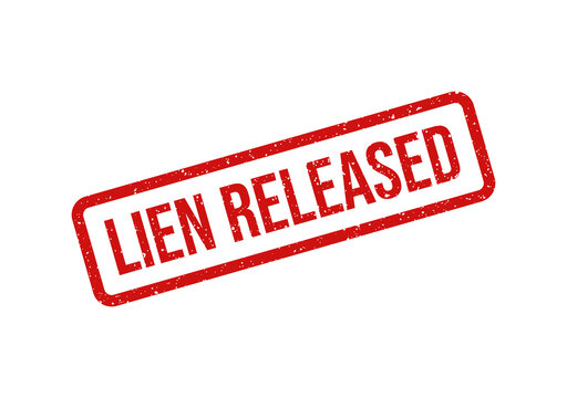 Red lien released stamp with bold text
