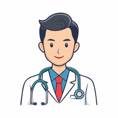 Fototapeta premium Cartoon Doctor with Stethoscope