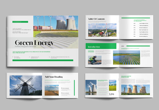 Green Energy Portfolio Magazine Template landscape