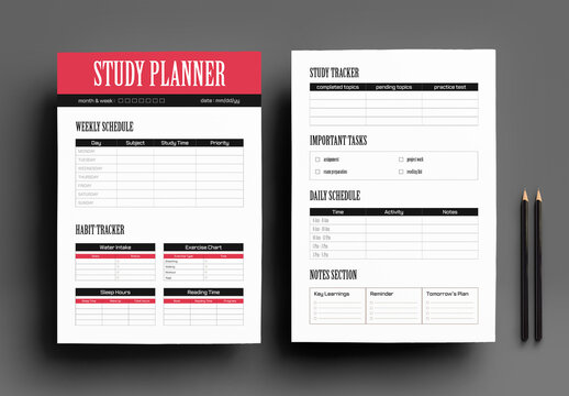 Minimal Study Planner Printable Template
