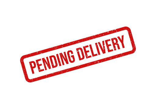 Red pending delivery stamp on white background