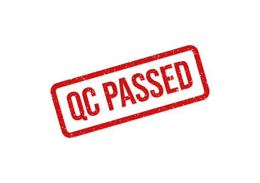Red qc passed stamp on transparent background