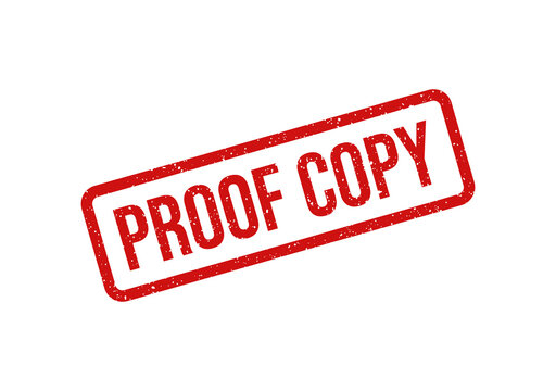 Red proof copy stamp with bold white text