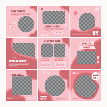 Social media feed design with pink colour vector design