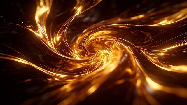 Golden spiral light bands converging to center on dark background