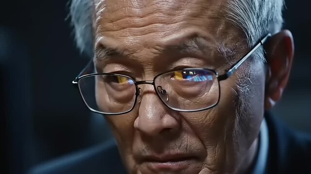 Close-up of senior man with glasses.
